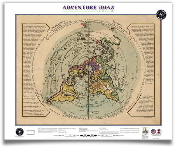 Philippe Buache's Physical Planisphere Map of the Earth 1756 (Flat Earth Map) - Wide World Maps & MORE!