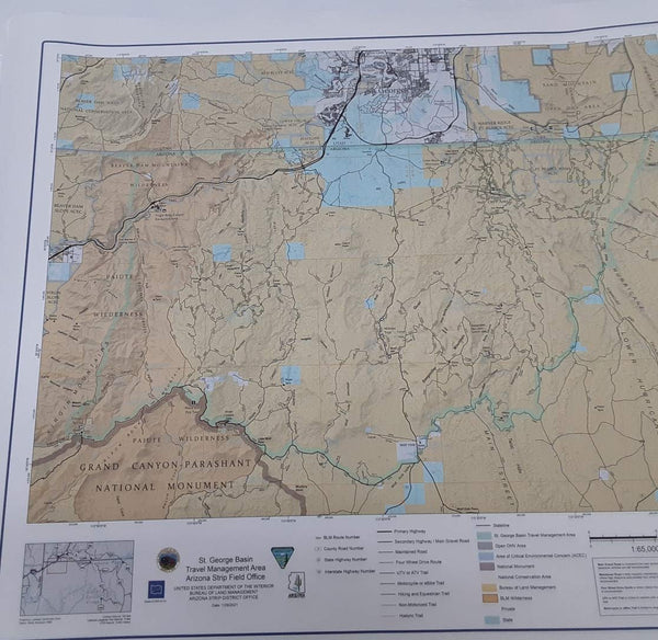 St George Basin Utah and Arizona Strip Region Offroad Travel Map Chart - Wide World Maps & MORE!