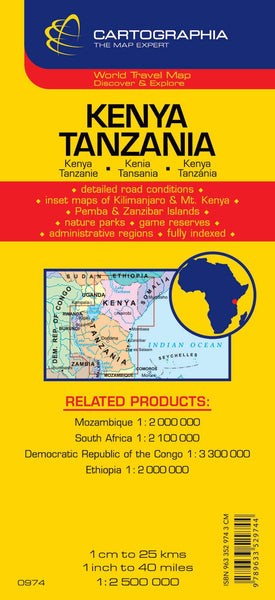 Kenya, Tanzania World Travel Map - Wide World Maps & MORE!