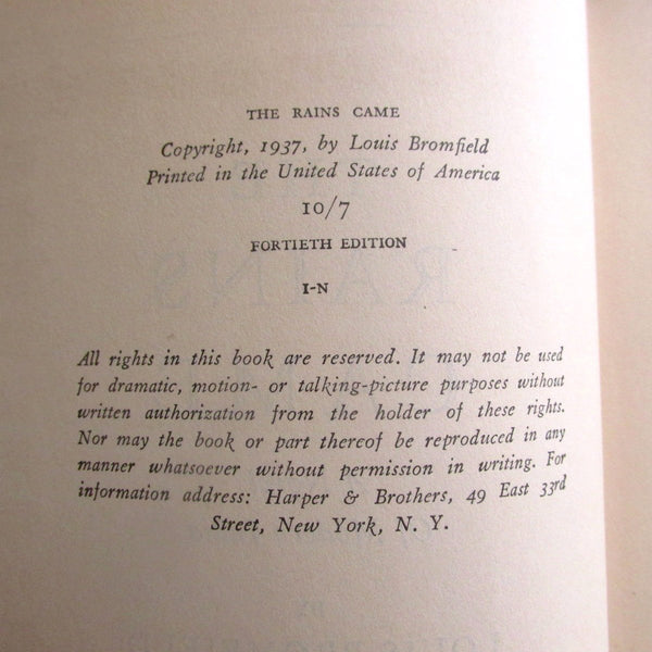 Rains Came a Novel of Modern India by Louis Bromfield (1937-06-07) [Hardcover] Louis Bromfield - Wide World Maps & MORE!