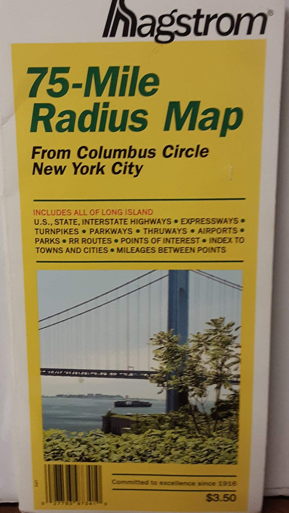 Hagstrom 75-Mile Radius Map from Columbus Circle, New York City - Wide World Maps & MORE!