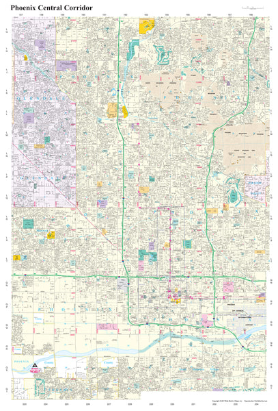 Phoenix Central Corridor Dry Erase Laminated - Wide World Maps & MORE! - Map - Wide World Maps & MORE! - Wide World Maps & MORE!