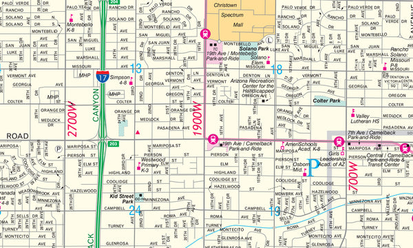 Phoenix Central Corridor Dry Erase Laminated - Wide World Maps & MORE! - Map - Wide World Maps & MORE! - Wide World Maps & MORE!