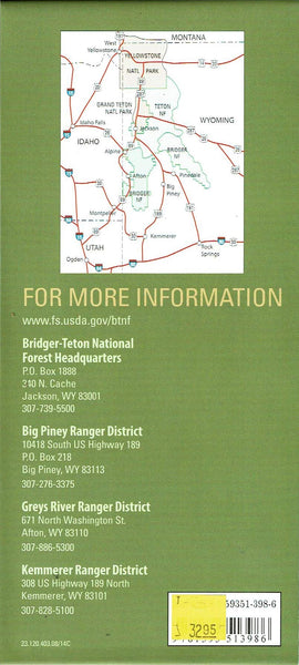 Bridger-Teton National Forest: Big Piney, Greys River, & Kemmerer Ranger Districts - Wide World Maps & MORE! - Map - United States Department of Agriculture - Wide World Maps & MORE!