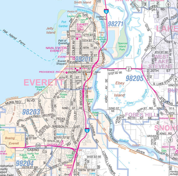 Greater Seattle Detailed Region Wall Map w/Zip Codes LARGE 48"x72" - Wide World Maps & MORE! - Book - Wide World Maps & MORE! - Wide World Maps & MORE!