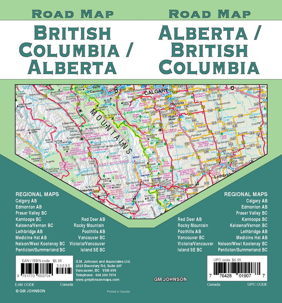 Alberta / British Columbia, Canada Road Map [Map] Lucidmap / GM Johnson - Wide World Maps & MORE!