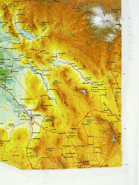 Hubbard Scientific 3D Arizona 961 Map | A True Raised Relief Map - You Can Feel the Terrain | Vacuum-formed Molded Map | 24" x 30.5" | Detailed Topography - Wide World Maps & MORE!