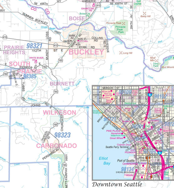 Greater Seattle Detailed Region Wall Map w/Zip Codes LARGE 48"x72" - Wide World Maps & MORE! - Book - Wide World Maps & MORE! - Wide World Maps & MORE!