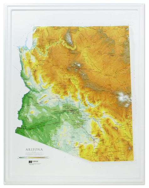 Hubbard Scientific 3D Arizona 961 Map | A True Raised Relief Map - You Can Feel the Terrain | Vacuum-formed Molded Map | 24" x 30.5" | Detailed Topography - Wide World Maps & MORE!