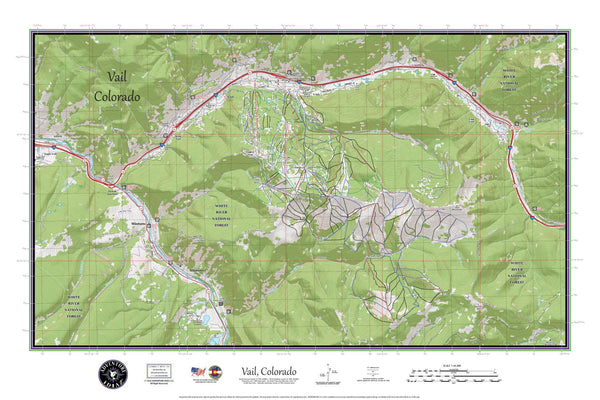 Vail Colorado Ski Area Topographic Keepsake Poster Map (with ski runs, lifts and gondolas; hiking trails, topo markings & elevation markings) - Wide World Maps & MORE! - Book - Wide World Maps & MORE! - Wide World Maps & MORE!