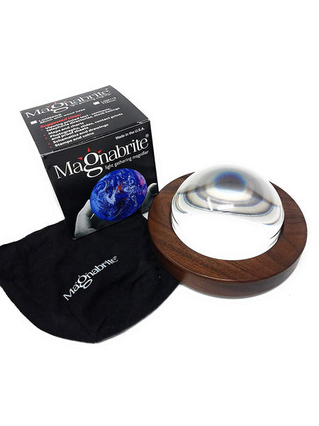 89mm Magnabrite® Light Gathering Magnifier with Round Walnut Base - Wide World Maps & MORE! - Office Product - Wide World Maps & MORE! - Wide World Maps & MORE!