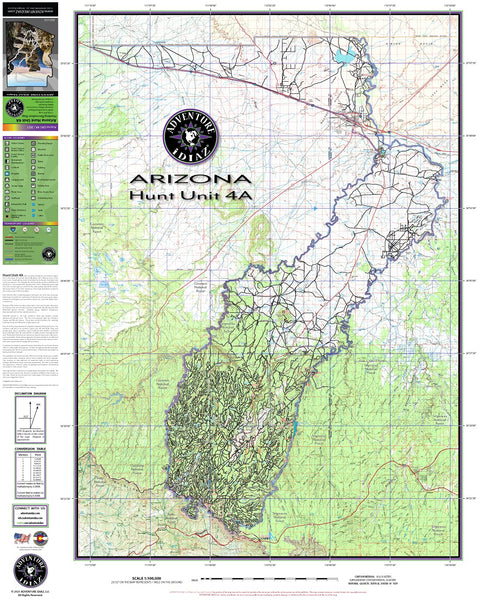 Arizona Hunt Unit 04A Map Hunting/Recreation Map - Wide World Maps & MORE!