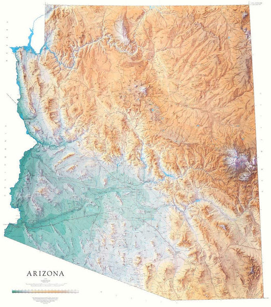 Arizona Topographic Relief Wall Map Satin Laminated - Wide World Maps & MORE! - Map - Raven Maps - Wide World Maps & MORE!