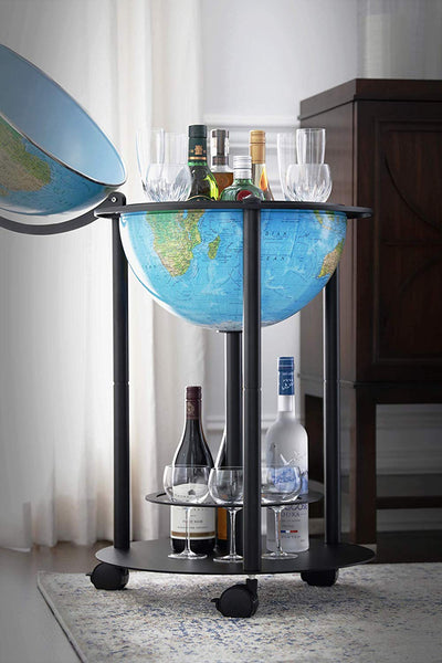 Replogle Illuminated Empire Bar Globe 16" Diameter Blue Ocean + Topographical/Political Map - Wide World Maps & MORE! - Office Product - Replogle - Wide World Maps & MORE!