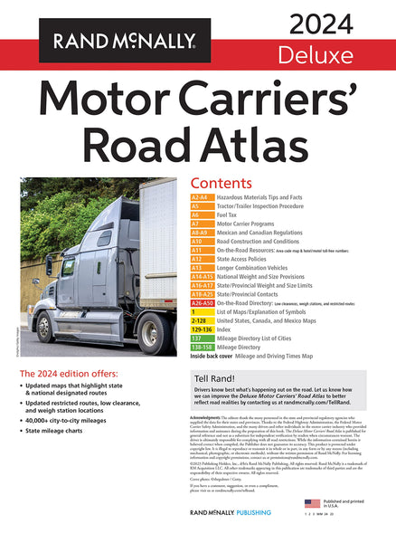 Rand McNally 2024 Deluxe Motor Carriers' Road Atlas (Rand McNally Motor Carriers' Road Atlas) [Paperback] Rand McNally - Wide World Maps & MORE!