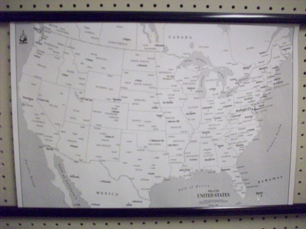 Map of the United States Greyscale Desktop Map Paper/Non-Laminated - Wide World Maps & MORE! - Map - Wide World Maps & MORE! - Wide World Maps & MORE!