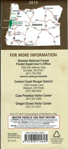 Central Coast Ranger District, Siuslaw National Forest, Oregon - Wide World Maps & MORE! - Map - United States Department of Agriculture - Wide World Maps & MORE!