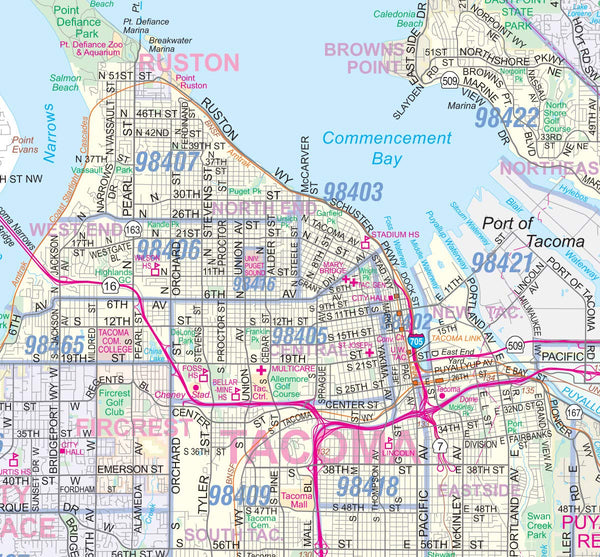 Greater Seattle Detailed Region Wall Map w/Zip Codes LARGE 48"x72" - Wide World Maps & MORE! - Book - Wide World Maps & MORE! - Wide World Maps & MORE!