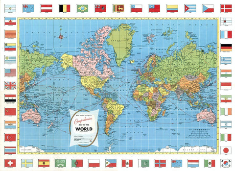 Mid Century Hammond's Comprehensive Map of the World - Laminated - Wide World Maps & MORE! - Map - Wide World Maps & MORE! - Wide World Maps & MORE!