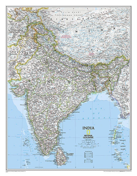 India Classic Political Wall Map - Dry-Erase Laminated (23.5 × 30.25 inches) (National Geographic Reference Map) - Wide World Maps & MORE!