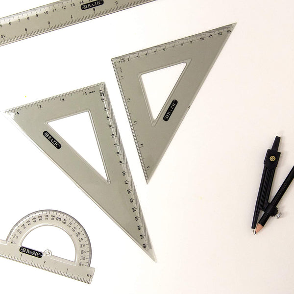 Geometry Ruler Combination Sets w/ Compass (5-Piece) - Wide World Maps & MORE!