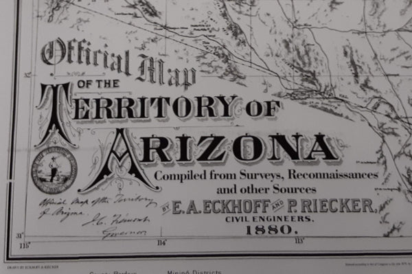 Official Map of the Territory of Arizona 1880 Enlarged Paper/Non-Laminated - Wide World Maps & MORE! - Map - Wide World Maps & MORE! - Wide World Maps & MORE!