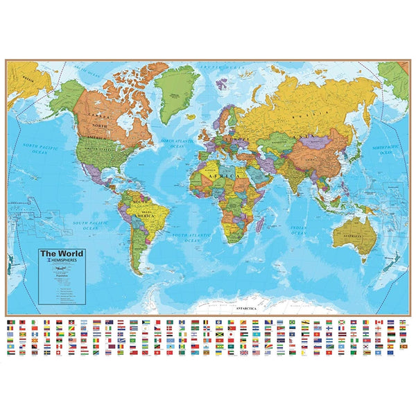 Round World Products RWPHMB02PK Hemispheres World/USA Laminated Wall Maps, Laminated Paper, Multi - Wide World Maps & MORE! - BISS - Hemisphere - Wide World Maps & MORE!
