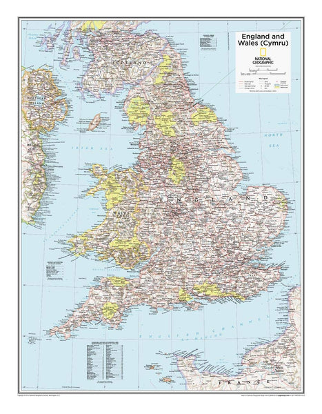 England and Wales Wall Map - 21 × 27 inches - Wide World Maps & MORE!