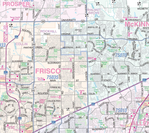 Dallas - Fort Worth Metroplex Detailed Region Wall Map w/Zip Codes *Paper Version* 48"x64" - Wide World Maps & MORE! - Map - Metro Maps - Wide World Maps & MORE!