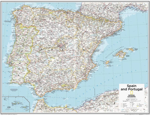 National Geographic: Classic Spain and Portugal Wall Map - 28 × 22 inches - Wide World Maps & MORE!