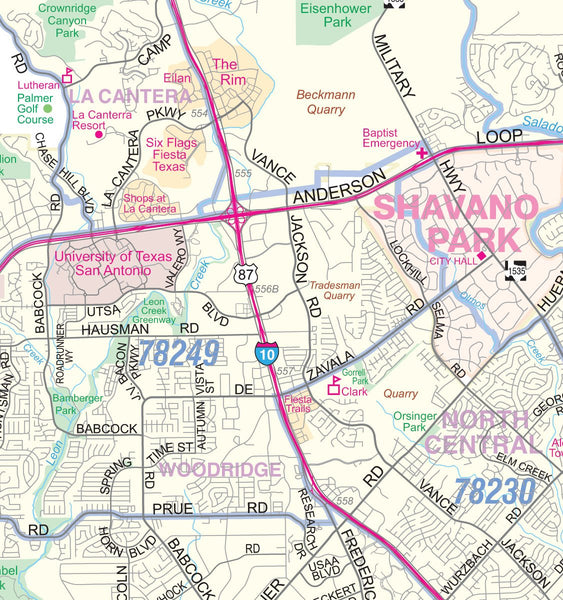 San Antonio-New Braunfels Detailed Region Wall Map 36"x48" w/Zip Codes *Laminated* NEW! - Wide World Maps & MORE! - Map - Metro Maps - Wide World Maps & MORE!