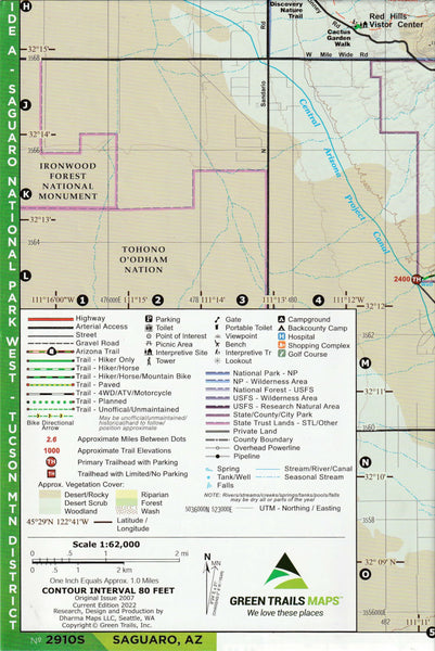 Saguaro (Tucson Mountains & Rincon Mountains) [Map] Dharma Maps - Wide World Maps & MORE!