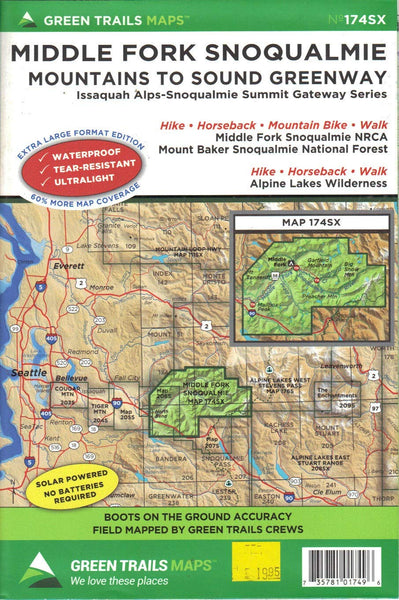 Middle Fork Snoqualmie Mountains to Sound Greenway Issaquah Alps-Snoqualmie Summit Gateway Series - Wide World Maps & MORE! - Map - Green Trails Maps - Wide World Maps & MORE!