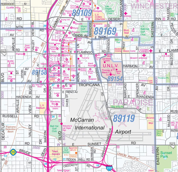 *Large* Greater Las Vegas / Clark County Detailed Region Wall Map w/ZIP Codes 60"x48" - Wide World Maps & MORE! - Book - Wide World Maps & MORE! - Wide World Maps & MORE!