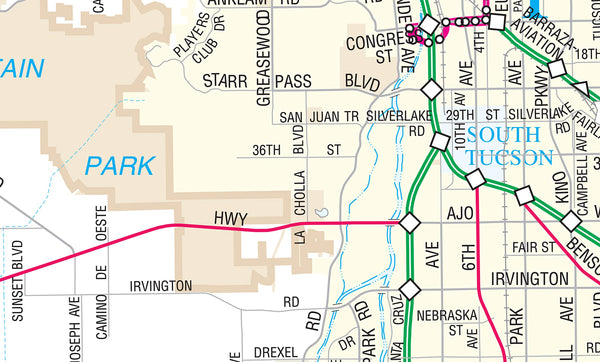 Metropolitan Tucson Arterial and Collector Streets Full-Size Standard Wall Map Dry Erase Ready-to-Hang - Wide World Maps & MORE! - Map - Wide World Maps & MORE! - Wide World Maps & MORE!