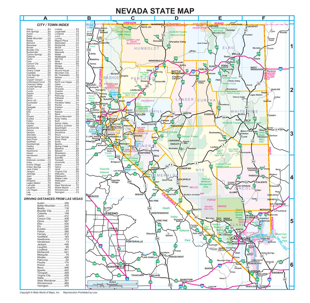 Nevada Counties and Roads Wall Map Gloss Laminated - Wide World Maps & MORE! - Map - Wide World Maps & MORE! - Wide World Maps & MORE!