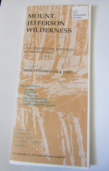 Mount Jefferson Wilderness And Geo-Graphics Mt. Jefferson Recreation Map [Map] Al Cardwell - Wide World Maps & MORE!