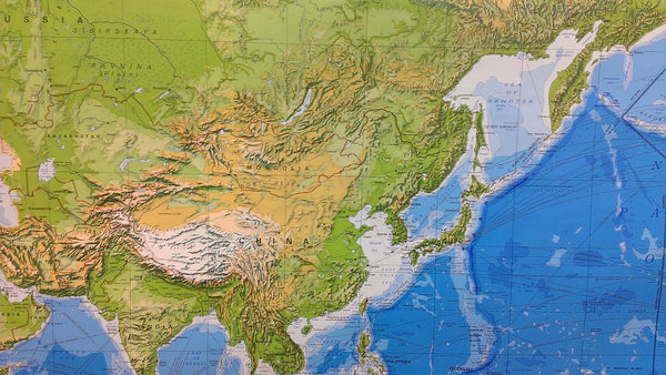 The World Physical Wall Map Dry Erase Laminated - Wide World Maps & MORE! - Map - United States Department of Defense - Wide World Maps & MORE!