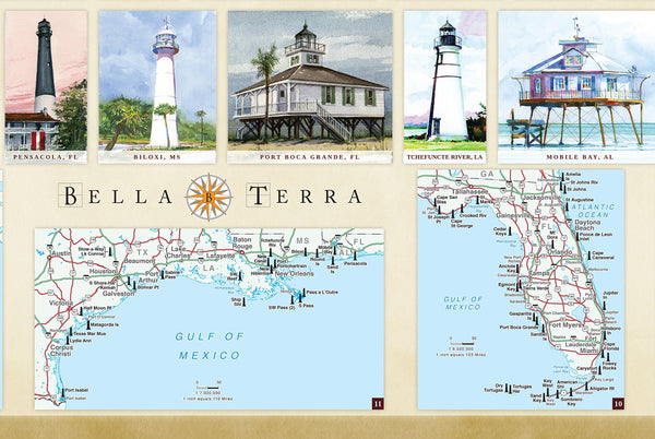 United States Lighthouses: Illustrated Map & Guide Paper/Non-Laminated - Wide World Maps & MORE!