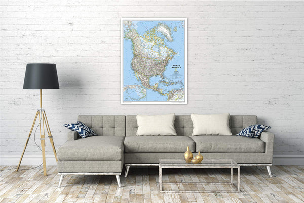 North America Classic Enlarged Wall Map - Dry Erase Laminated (35.75 × 46.25 Inches) (National Geographic Reference Map) - Wide World Maps & MORE!