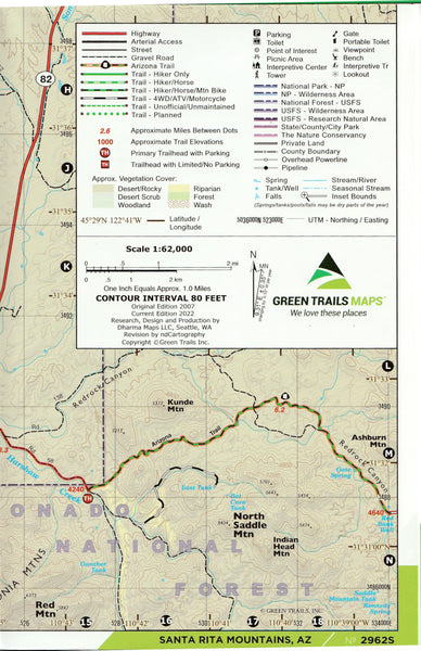 Santa Rita Mountains, Coronado National Forest (Mount Wrightson Wilderness & Madera Canyon) [Map] Dharma Maps - Wide World Maps & MORE!