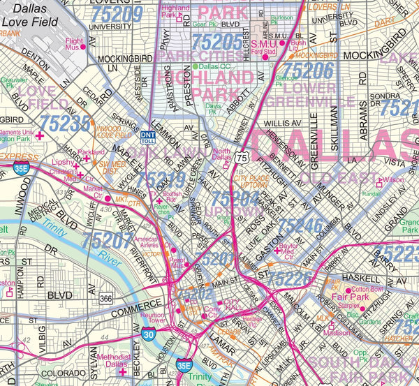 Dallas - Fort Worth Metroplex Detailed Region Wall Map w/Zip Codes *Laminated* LARGE 48"x64" - Wide World Maps & MORE! - Book - Wide World Maps & MORE! - Wide World Maps & MORE!