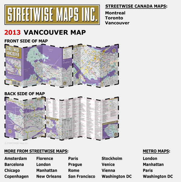 Streetwise Vancouver Map - Laminated City Center Street Map of Vancouver, Canada Streetwise Maps - Wide World Maps & MORE!