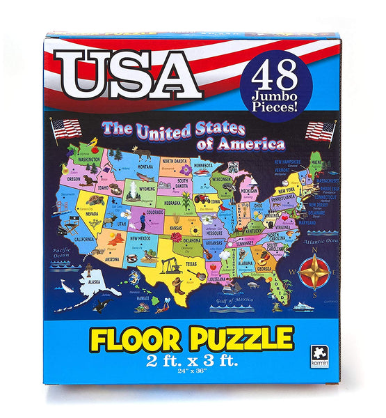 Educational USA Floor Map 48 Piece Floor Puzzle Measures 24 x 36 Inches Filled With Interesting And Exciting Information A bout All The States - Wide World Maps & MORE! - Toy - Puzzles USA - Wide World Maps & MORE!