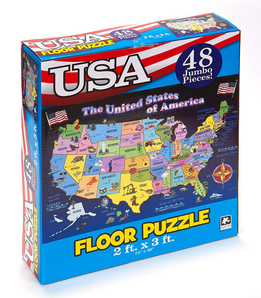 Educational USA Floor Map 48 Piece Floor Puzzle Measures 24 x 36 Inches Filled With Interesting And Exciting Information A bout All The States - Wide World Maps & MORE! - Toy - Puzzles USA - Wide World Maps & MORE!