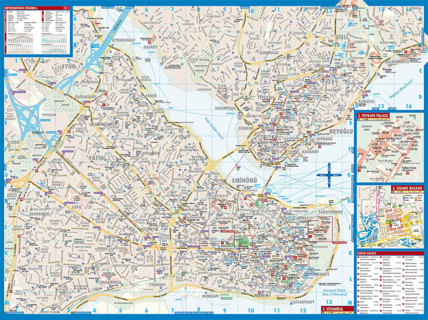 Laminated Istanbul Map (English, Spanish, French, Italian and German Edition) - Wide World Maps & MORE!