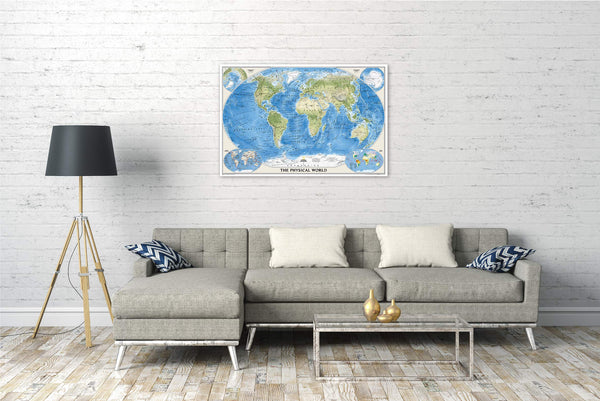 World Physical [Laminated] (National Geographic Reference Map) 46"×31" - Wide World Maps & MORE!