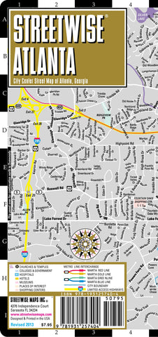 Streetwise Atlanta Map - Laminated City Center Street Map of Atlanta, Georgia - Wide World Maps & MORE! - Book - Wide World Maps & MORE! - Wide World Maps & MORE!