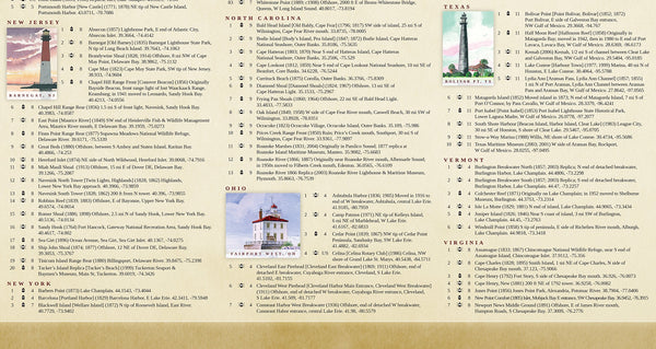 United States Lighthouses: Illustrated Map & Guide Paper/Non-Laminated - Wide World Maps & MORE!