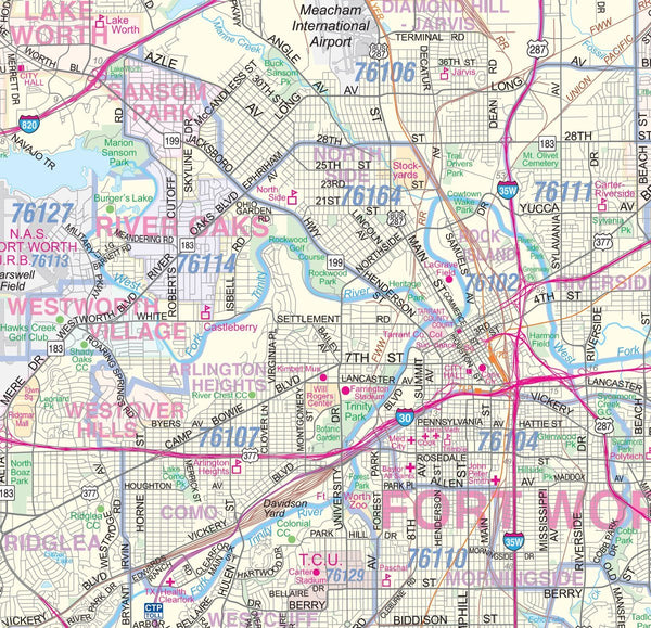 Dallas - Fort Worth Metroplex Detailed Region Wall Map w/Zip Codes *Laminated* LARGE 48"x64" - Wide World Maps & MORE! - Book - Wide World Maps & MORE! - Wide World Maps & MORE!